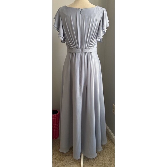 Azazie Daphne A-Line Floor Length Chiffon Dress Custom Size ~A8/A10 Dusty Blue - Picture 10 of 13